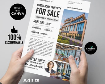 Commercial Property For Sale Flyer, Commercial Real Estate Flyer, Flyer Template, Commercial Listing, Commercial Property for Sale Canva