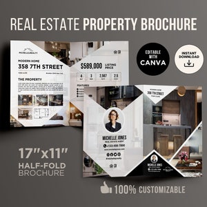 Real Estate Property Brochure Real Estate Brochure, Real Estate Listing Brochure Half Fold Brochure Property Listing Template Canva Template