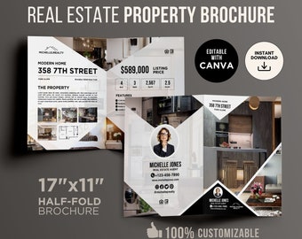 Real Estate Property Brochure Real Estate Brochure, Real Estate Listing Brochure Half Fold Brochure Property Listing Template Canva Template