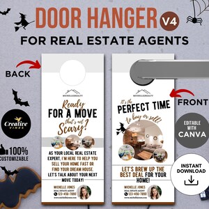 Halloween Door Hanger Real Estate Fall Door Hanger Real Estate Halloween Real Estate Marketing Template Halloween Mailer Halloween Realtor