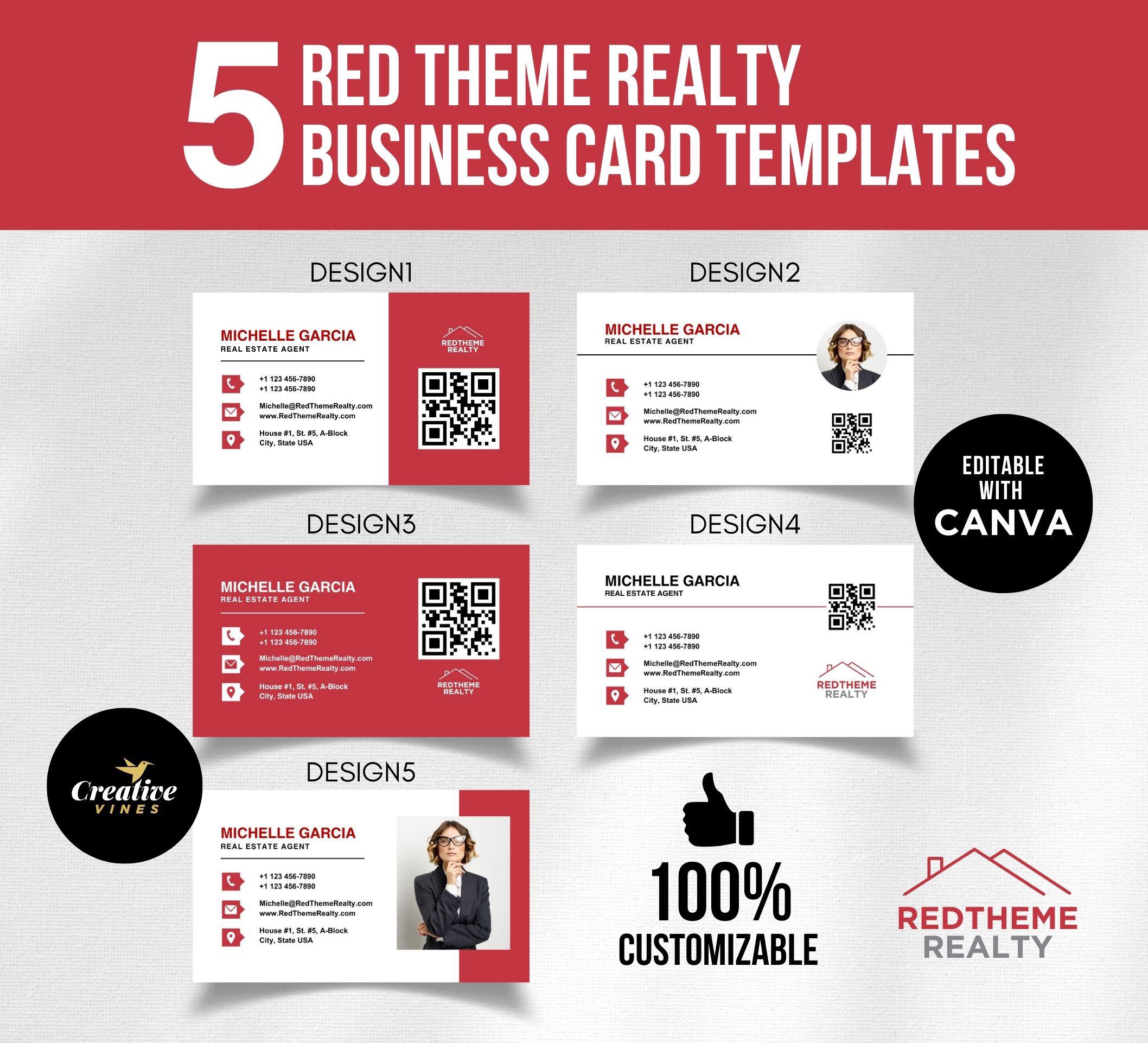 QRコード付き不動産名刺テンプレート 高級名刺バンドル モダンな不動産マーケティングテンプレート 不動産業者名刺 - Etsy 日本, image size:2116x1922