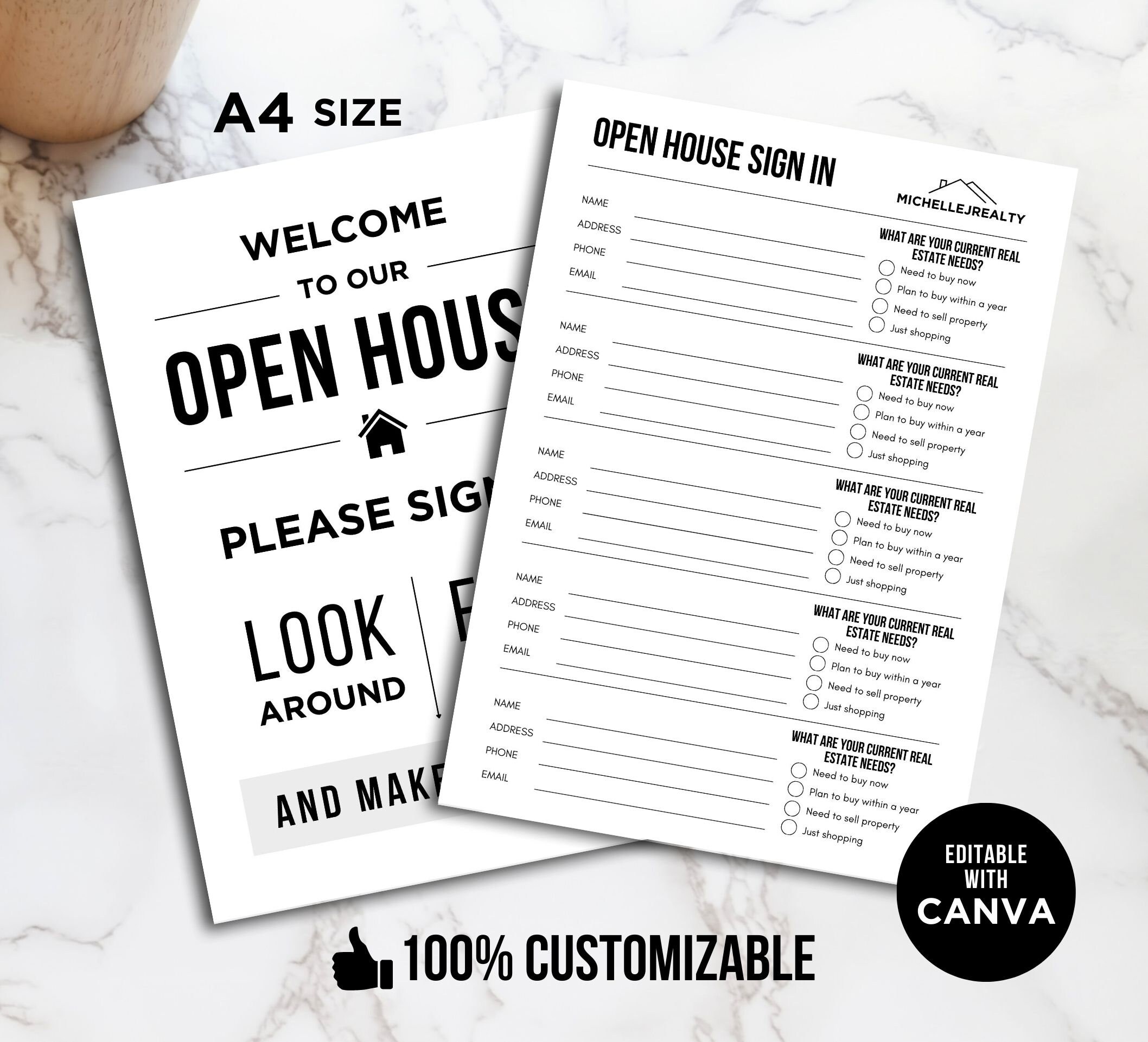 Open House Sign in Sheet, Welcome Sign, Real Estate Open House Sheets ...