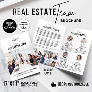Objekt-Vorlage Makler-Bio-Broschüre-Vorlage Team-Immobilien-Statistiken Template Testimonial Template Promo Canva