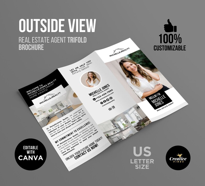 Real Estate Agent Introduction Brochure Real Estate Agent Trifold ...