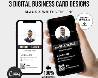 Real Estate Digital Business Card with QR Code Business Card Digital Business Card with QR Code Realtor Digital Business Card Canva Template