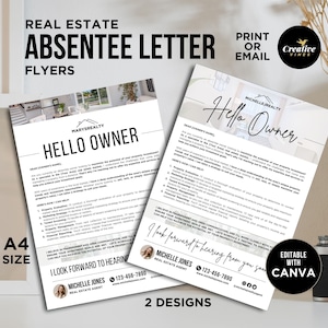 Carta de ausencia Carta de propietario ausente Plantilla de carta inmobiliaria Marketing inmobiliario Carta de administración de propiedades de alquiler Carta de prospección