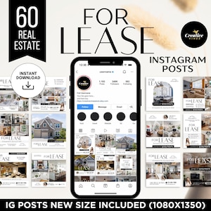 30 Real Estate For Lease Instagram Posts Social Media Posts House for Rent Instagram Posts For Rent Real Estate Marketing Canva Templates