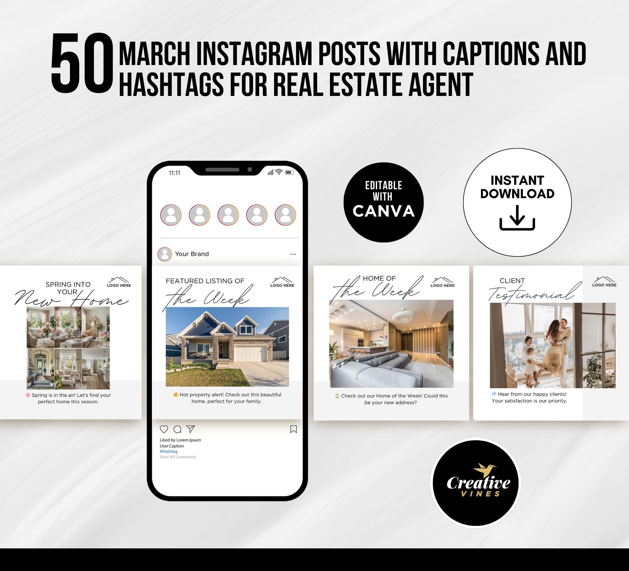 Real Estate March Instagram Posts With Captions and Hashtags March ...
