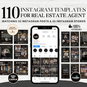 Real Estate Instagram Posts & Stories Templates for Agent Realtor Template Social Media Templates Real Estate Marketing Realtor Branding Kit