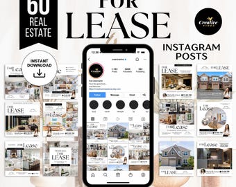 Real Estate For Lease Instagram Posts For Lease Social Media Templates House for Rent Instagram Posts For Rent Real Estate Marketing Canva
