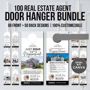 Real Estate Door Hanger Bundle, Realtor Door Knocking, Modern Real Estate Marketing Template, Door Tag, Real Estate Farming, Canva Template