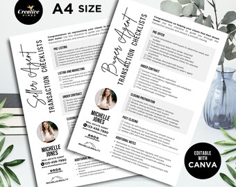 Seller and Buyer Agent Transaction Checklists Real estate marketing template, Transaction Coordinator Checklist flyer Buyer's template Canva