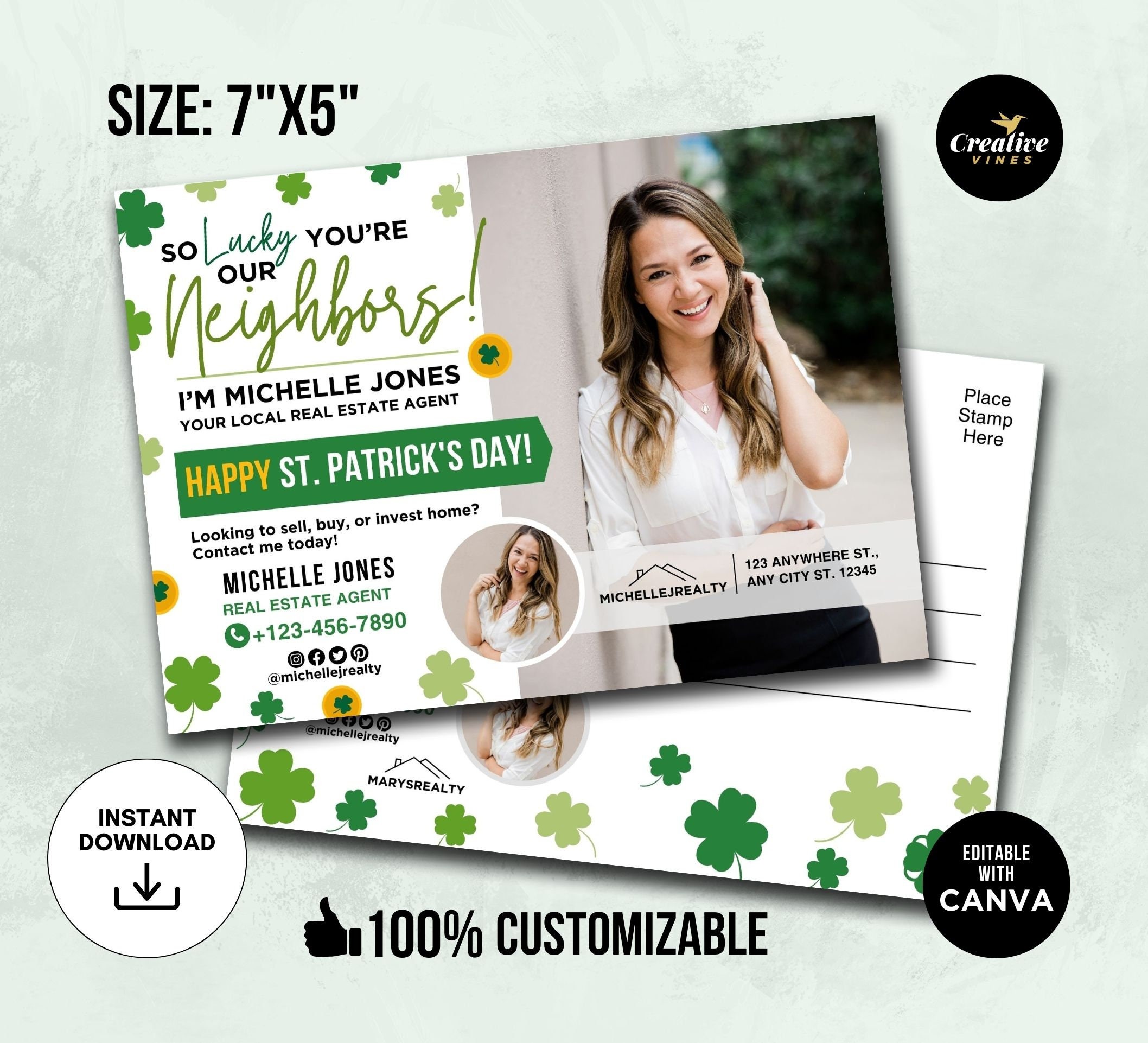 Postal de San Patricio sobre Bienes Raíces y Agricultura, Postal de San  Patricio, Marzo Inmobiliario, Marketing Inmobiliario, Tarjeta Inmobiliaria,  Canva - Etsy México, image size:2116x1922