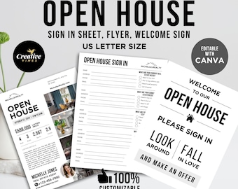 Realtor Open House Sign In Sheet Open House Welcome Sign Open House Flyer, Open House Template, Realtor Open House Form, Printable, Canva