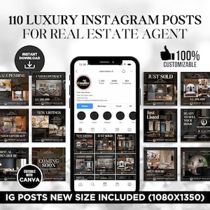 Luxury Instagram Post, Luxury Real Estate Instagram Posts, Real Estate Instagram Templates, Social Media Posts Real Estate Canva Templates