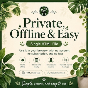 Plant Care Tracker – Digital Dashboard for Indoor Garden Management (HTML)