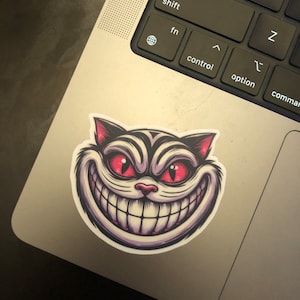 CHESHIRE CAT4 2.5x2.25 inch Sticker- High Quality Matt Vinyl and Waterproof - For laptop, fridge or car. Great gift.