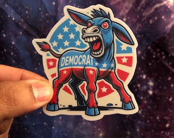 DEMOCRAT Sticker 3.0x3.25 High Quality Matt Vinyl and Waterproof - For laptop, luggage or car bumper. Great gift.