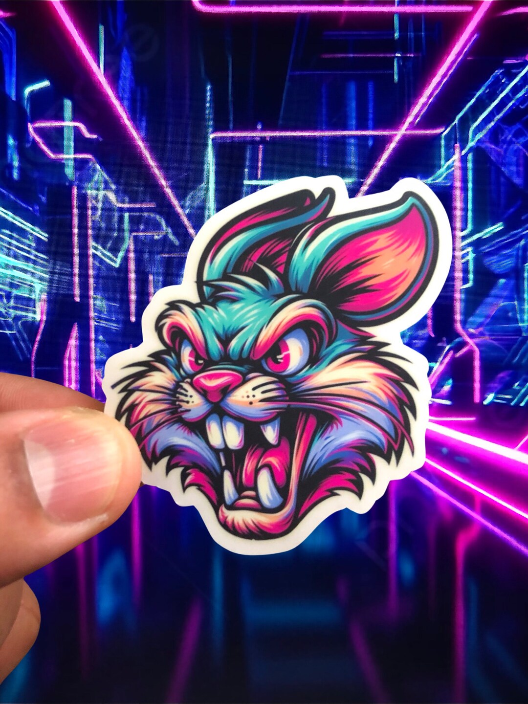 Angry Crazy Rabbit Sticker-high Quality Matt Vinyl and Waterproof - for ...
