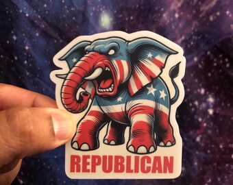 REPUBLICAN Sticker 3.0x3.25 High Quality Matt Vinyl and Waterproof - For laptop, fridge or car. Great gift.