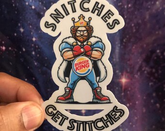 Snitches Get Stitches Sticker 2.25x3.75 inch Sticker- High Quality Matt Vinyl and Waterproof - For laptop, fridge or car. Great gift.