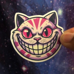 CHESHIRE CAT2 2.5x2.25 inch Sticker- High Quality Matt Vinyl and Waterproof - For laptop, fridge or car. Great gift.