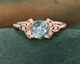 Moss agate ring