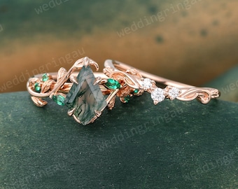 Moss agate ring