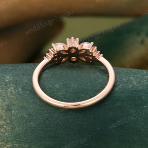 Unique Cluster Moissanite engagement ring Rose gold marquise cut moissanite ring Art deco ring Snowdrift ring for women Promise ring gift image 5