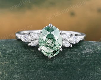 Moss agate ring