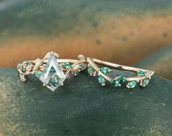 Moss agate ring