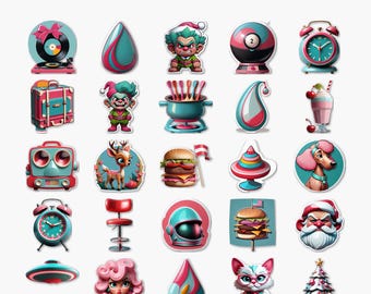 Atomic Kitschmas - Retro Christmas Digital Clipart Pack (PNG) - 25 Unique Designs - PACK #15