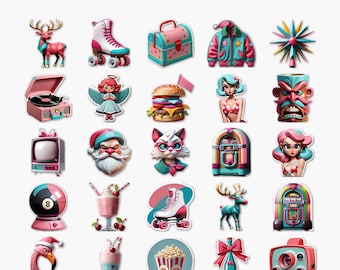 Atomic Kitschmas - Retro Christmas Digital Clipart Pack (PNG) - 25 Unique Designs - PACK #11