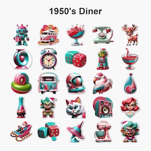 Atomic Kitschmas - Retro Christmas Digital Clipart Pack (PNG) - 25 Unique Designs - PACK #14