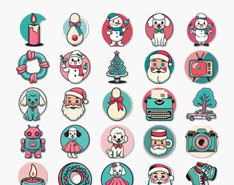 Atomic Kitschmas - Retro Christmas Digital Clipart Pack (PNG) - 25 Unique Designs - PACK #2