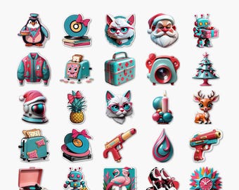 Atomic Kitschmas - Retro Christmas Digital Clipart Pack (PNG) - 25 Unique Designs - PACK #13