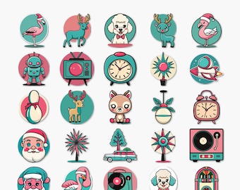 Atomic Kitschmas - Retro Christmas Digital Clipart Pack (PNG) - 25 Unique Designs - PACK #1