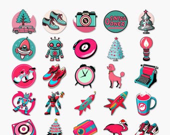 Atomic Kitschmas - Retro Christmas Digital Clipart Pack (PNG) - 25 Unique Designs - PACK #5