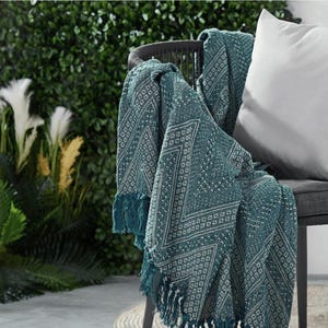 Cotton Throw with Tassels | Blanket | Neutral Throw | Home Decor | Living Room Throw | Pattern Design Throw