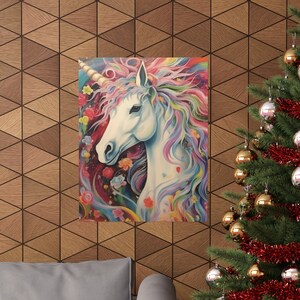 Fantasy Rainbow Unicorn Portrait Wall Art,  Kids Art, Fantasy Art,  Vertical Posters.