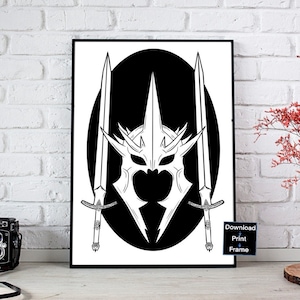Witch King of Angmar Art Print: Black & White Line Art (Digital Download)