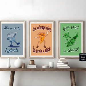 Retro Cartoon Food Prints: 1930s Kitchen Art (Digital Download)