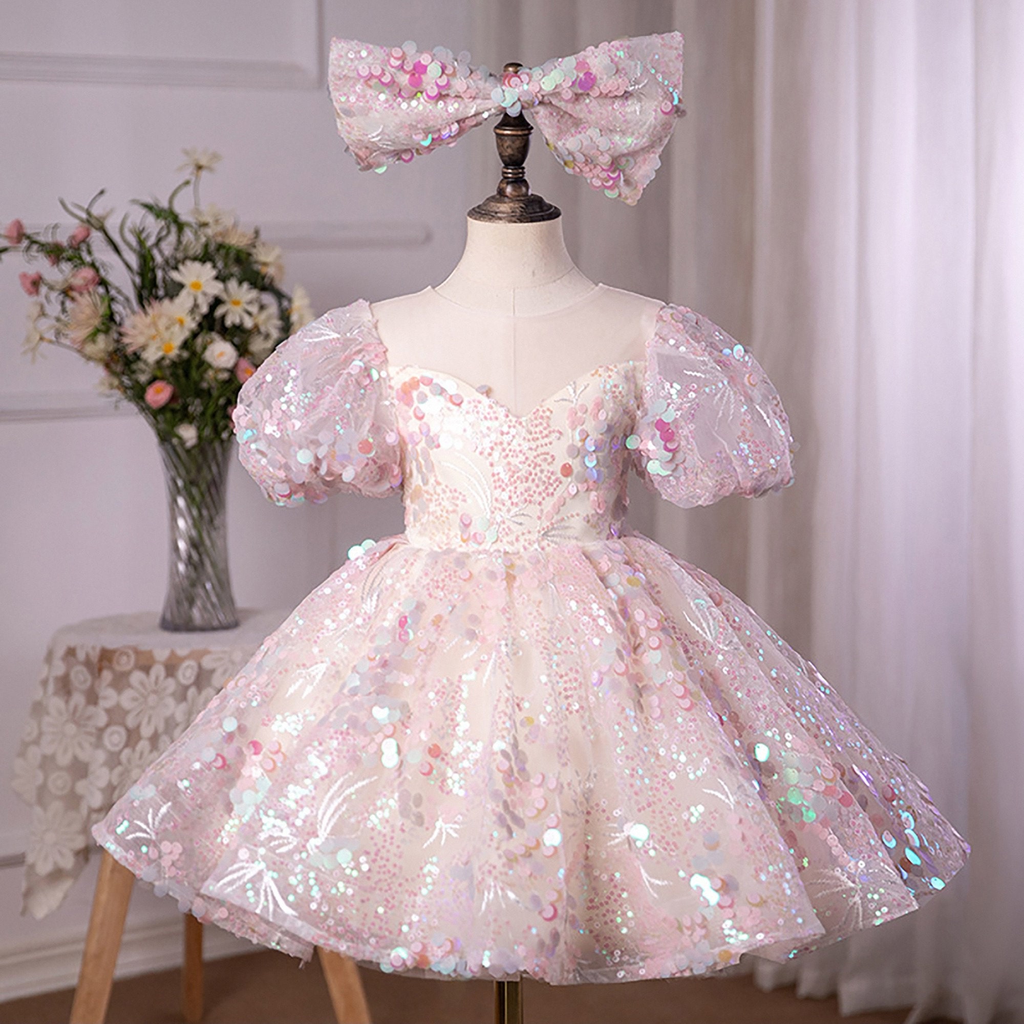 Buy Pink Lace Girls Dress Princess Embroidery Flower Summer Online in India  