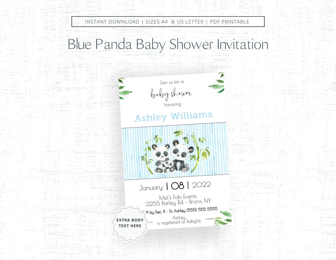 Blue Panda Baby Shower Banner Rose Gold