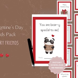 Plantillas de tarjetas de San Valentín de Watercolor Panda