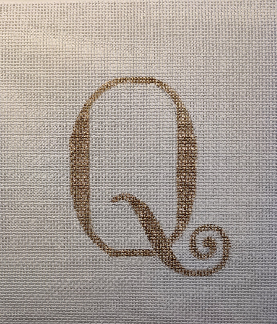 Script Numbers Needlepoint Hand Painted Needlepoint Script Letter 'Q' in Gold for Wall, Tabletop ...