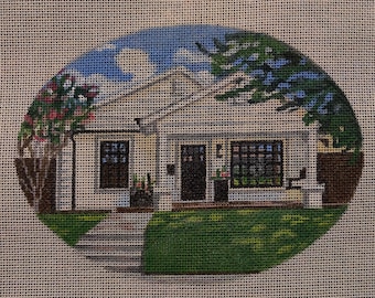 IHR HAUS PORTRAIT Ornament, hochdetailliert, handbemalt auf # 18 Mesh, Nadelspitze Geschenk