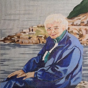 MEMORIAL PORTRAIT - From Your Photo, Hand Painted Needlepoint on #18 Mesh, Wallhanging, Pillow, Tabletop