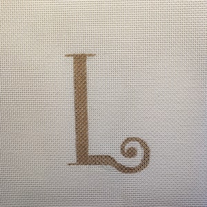Alfabeto de punta de aguja pintado a mano, letra de escritura dorada 'L', almohada, colgante de pared