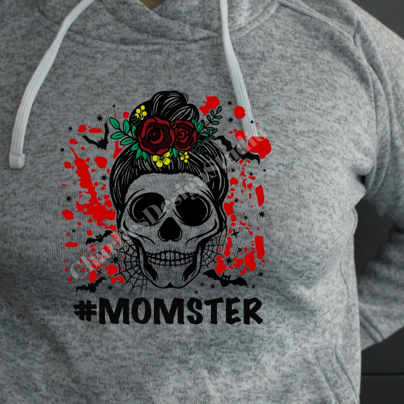 Momster Halloween Png, Mama Halloween Sublimation, Messy Bun Halloween